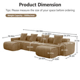 Modular Velvet 4-Seat Boneless Sectional Sofa With Ottomans - Omega Lifestyles