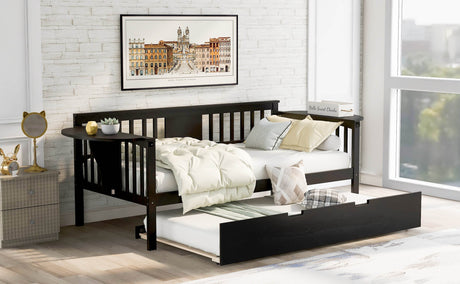 Twin Solid Wood Daybed With Trundle Espresso - Omega Lifestyles