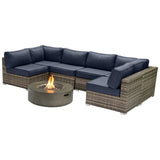 Outdoor 7-Piece Wicker Sectional Seating Group With Fire Pit - Omega Lifestyles