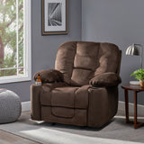Manual Recliner Chair With Plush Fabric And Cup Holders - Omega Lifestyles