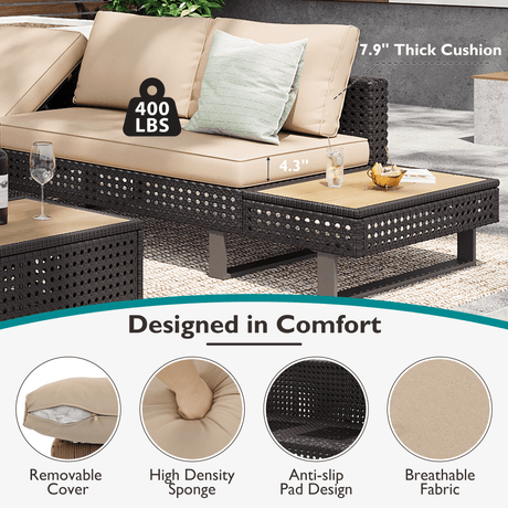 Diamond Weave Outdoor Sectional Furniture Set With Cushions - Omega Lifestyles