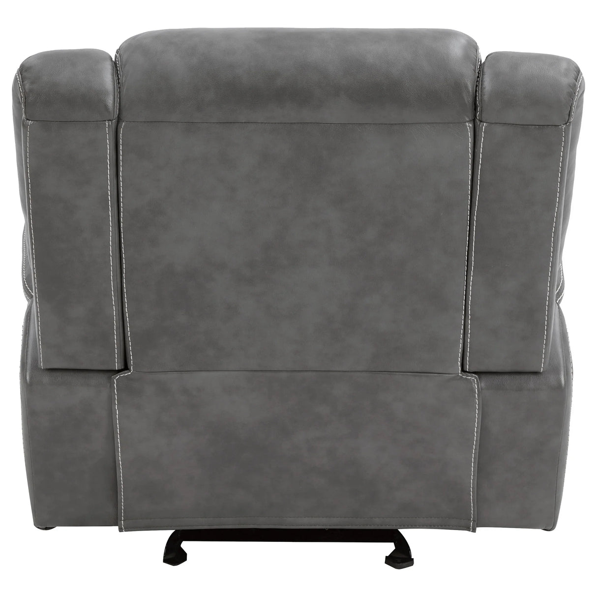 Grey Upholstered Faux Leather Padded Arm Glider Recliner - Omega Lifestyles