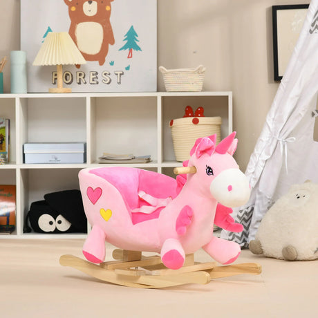 Plush Pink Toddler Rocking Unicorn With 32 Songs - Omega Lifestyles