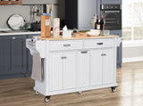 Solid Wood Rubberwood Kitchen Cart With Storage Drawers - Omega Lifestyles