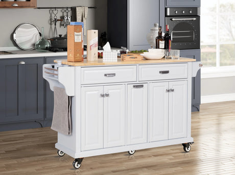 Solid Wood Rubberwood Kitchen Cart With Storage Drawers - Omega Lifestyles