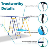 7-in-1 Heavy-Duty Metal Kids Backyard Swing Set - Omega Lifestyles