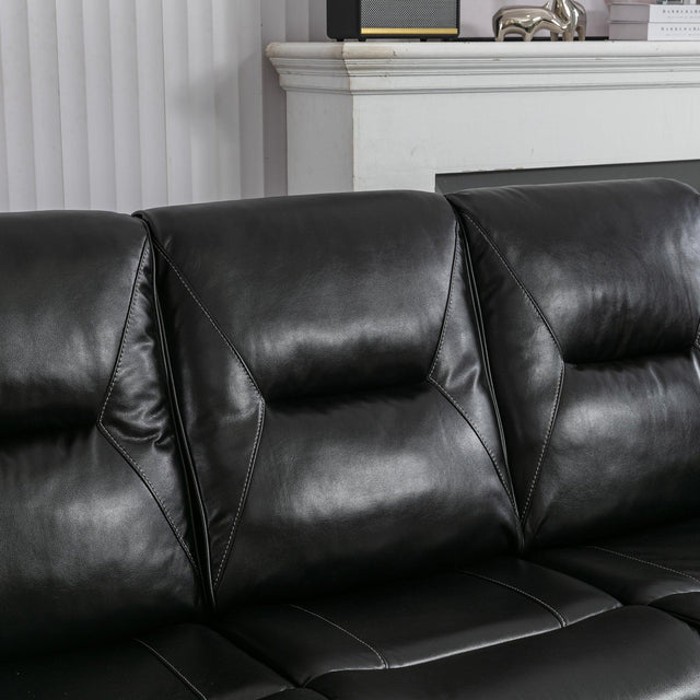 Manual Black Leather Gel Recliner Chair With LED Light Strip - Omega Lifestyles