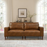 Breathable PU Leather Big Brown Mid-Century Loveseat