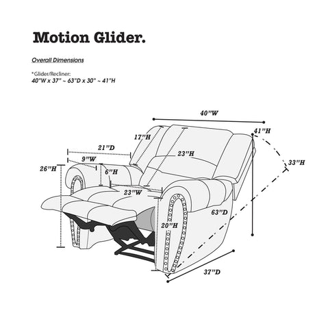 Manual Bonded Leather Recliner Chair With Nailhead Trim - Omega Lifestyles
