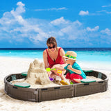 Kids Outdoor HDPE Sandbox With Cover and Seating - Omega Lifestyles