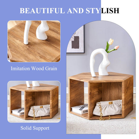 Hexagonal MDF Storage Coffee Table With Pattern - Omega Lifestyles