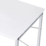 White Chrome Metal Frame Modern Writing Desk - Omega Lifestyles