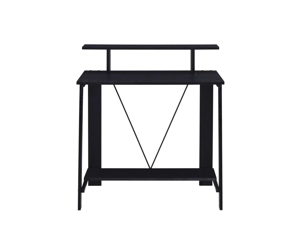 Black Synthetic Wood Writing Desk With USB Charging Ports - Omega Lifestyles