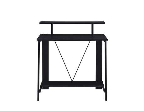 Black Synthetic Wood Writing Desk With USB Charging Ports - Omega Lifestyles