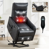 Medium-Firm Grey Faux Leather Power Lift Recliner Chair With Massage - Omega Lifestyles