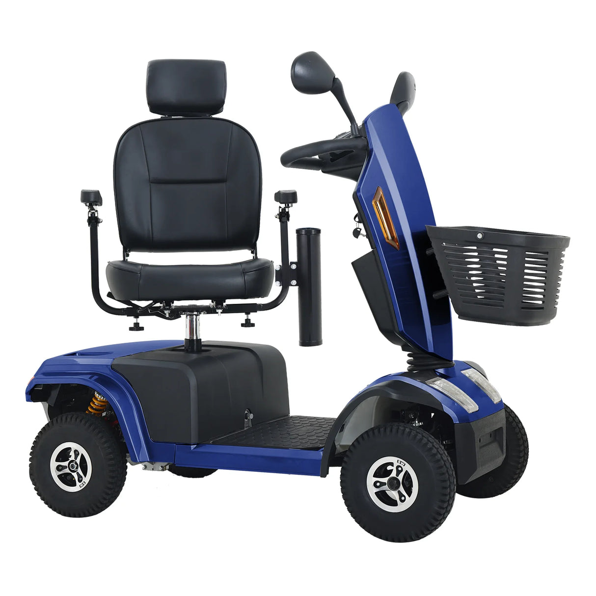 Heavy Duty Blue Metal Mobility Scooter With Suspension - Omega Lifestyles