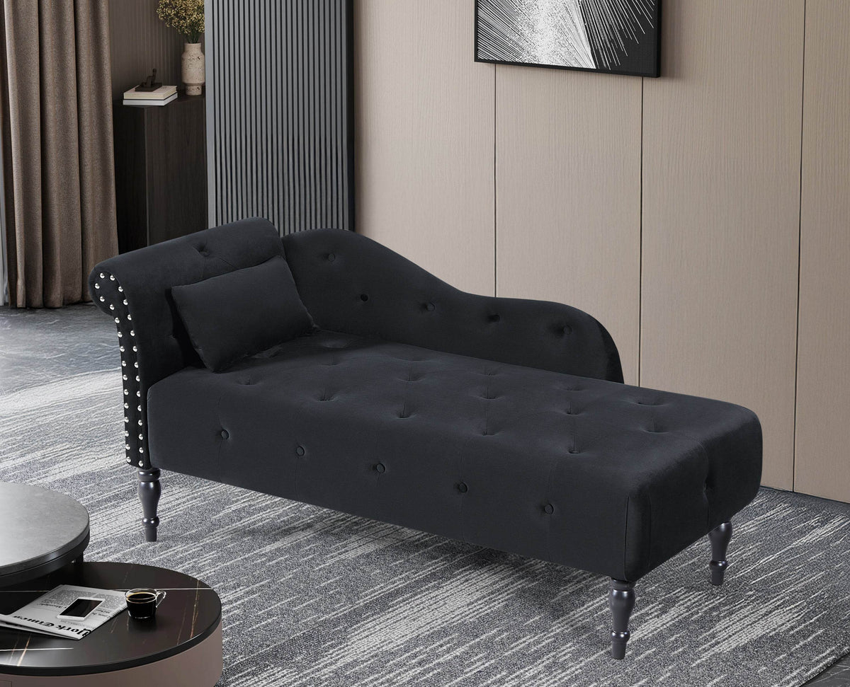 Velvet Tufted Armless Chaise Lounge With Pillow - Omega Lifestyles