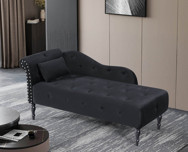 Velvet Tufted Armless Chaise Lounge With Pillow - Omega Lifestyles