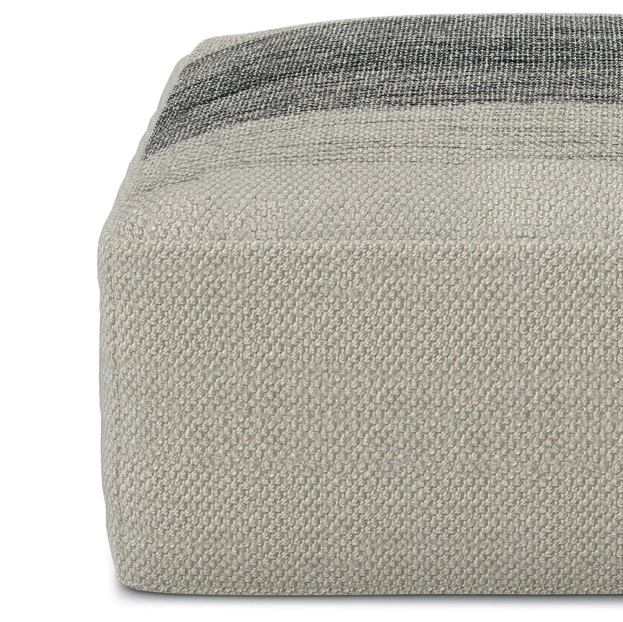 Square Woven Indoor Outdoor Silver Fabric Pouf Stool - Omega Lifestyles