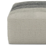 Square Woven Indoor Outdoor Silver Fabric Pouf Stool - Omega Lifestyles