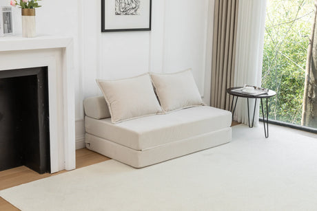 Foldable Corduroy Convertible Sofa Bed With Lumbar Pillow - Omega Lifestyles