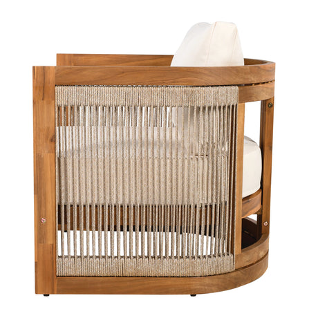 Premium Acacia Wood Outdoor Tub Club Chair With Cushions - Omega Lifestyles