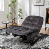 Modern Black Velvet Swivel Gliding Recliner Chair With Phone Holder - Omega Lifestyles