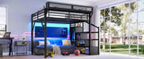 Queen Metal Loft Bed With Storage Stairs USB LED Lighting - Omega Lifestyles