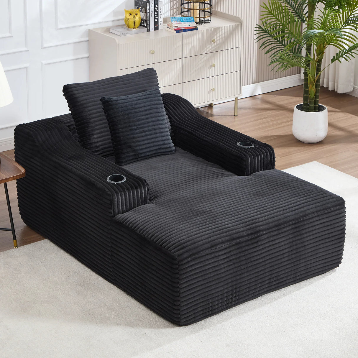 Oversized Corduroy Fabric Twin Sleeper Chaise Lounge Chair - Omega Lifestyles