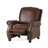 Contemporary Brown PU Pushback Recliner With Rubberwood Legs - Omega Lifestyles