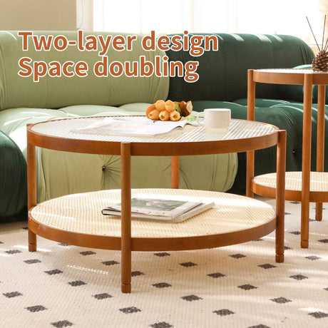 Modern Farmhouse Solid Wood Round Coffee Table - Sleep Galleria