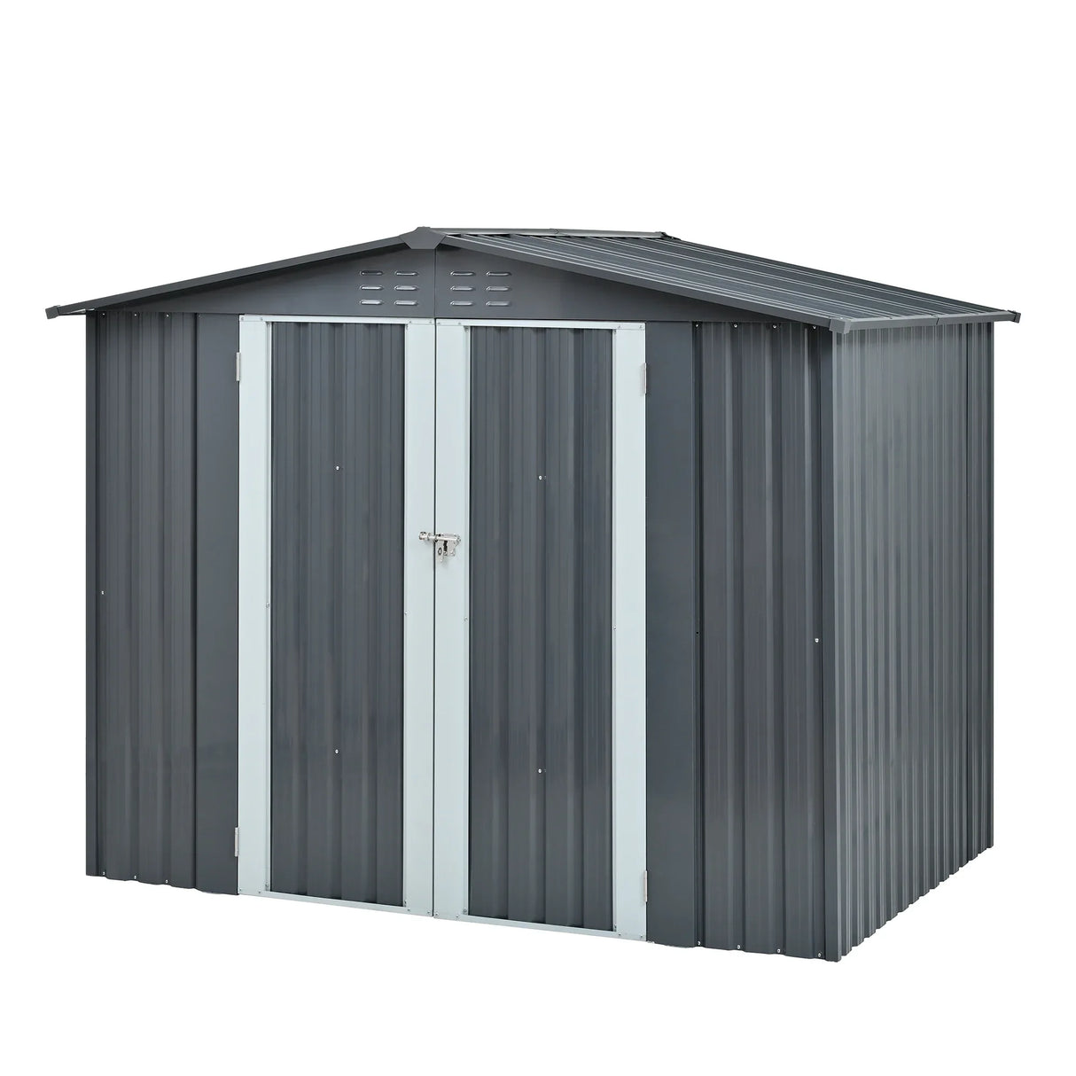 Heavy-Duty Galvanized Steel 6x8ft Outdoor Storage Shed - Omega Lifestyles