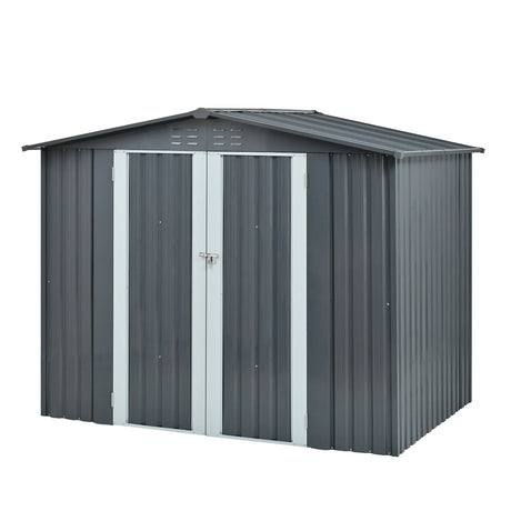 Heavy-Duty Galvanized Steel 6x8ft Outdoor Storage Shed - Omega Lifestyles