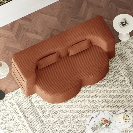 Full Size Plush Corduroy Folding Sofa Bed With Pillows - Omega Lifestyles