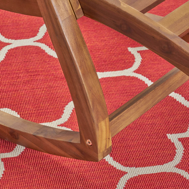 Outdoor Acacia Wood Rocking Chair With Retractable Footrest - Omega Lifestyles