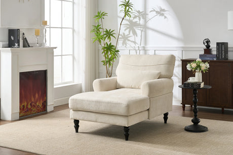 Modern White Upholstered Wood Chaise Lounge Recliner Chair - Omega Lifestyles