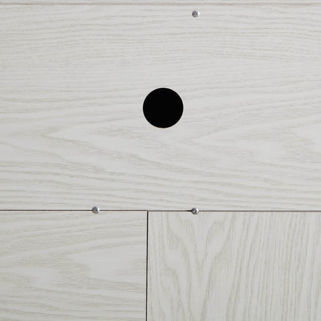 Embossed White MDF TV Stand With Storage and Cord Management - Sleep Galleria