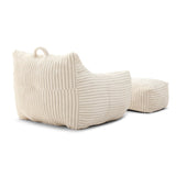 Giant Corduroy Bean Bag Chair With Armrests Footstool - Omega Lifestyles