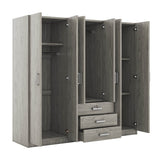 6-Doors Modern Gray Wooden Wardrobe Storage Cabinet - Omega Lifestyles