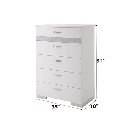 White High Gloss Synthetic Wood Chest With Organizer - Omega Lifestyles