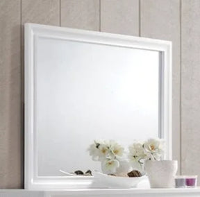 White Frame Full-Length Wall Mirror With Wood Frame - Omega Lifestyles