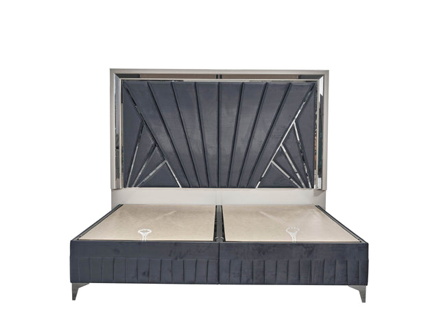 Modern Contemporary Queen Velvet Upholstered Wood Bed Frame - Omega Lifestyles