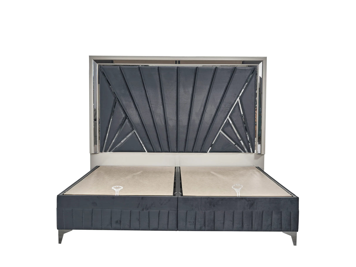 Contemporary Velvet Upholstered King Bed Frame With Storage - Omega Lifestyles