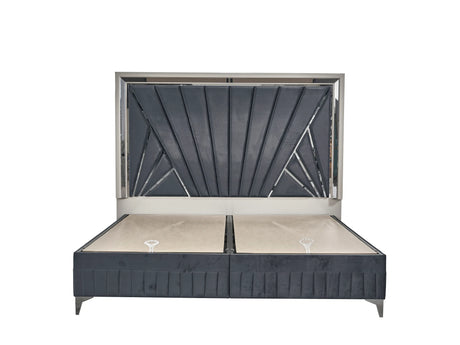 Contemporary Velvet Upholstered King Bed Frame With Storage - Omega Lifestyles