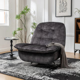 Modern Black Velvet Swivel Gliding Recliner Chair With Phone Holder - Omega Lifestyles