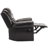Manual Recliner Brown Faux Leather Chair With LED Light Strip - Omega Lifestyles