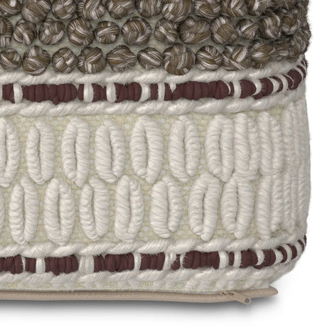 Woven Earth Tone Brown Fabric Square Pouf - Omega Lifestyles