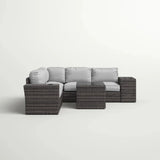 All-Weather Gray Wicker 8-Piece Outdoor Sectional Furniture Set - Omega Lifestyles