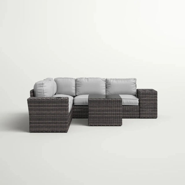 All-Weather Gray Wicker 8-Piece Outdoor Sectional Furniture Set - Omega Lifestyles