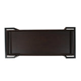 Modern Industrial Walnut Wood Rolling Bar Cart - Omega Lifestyles